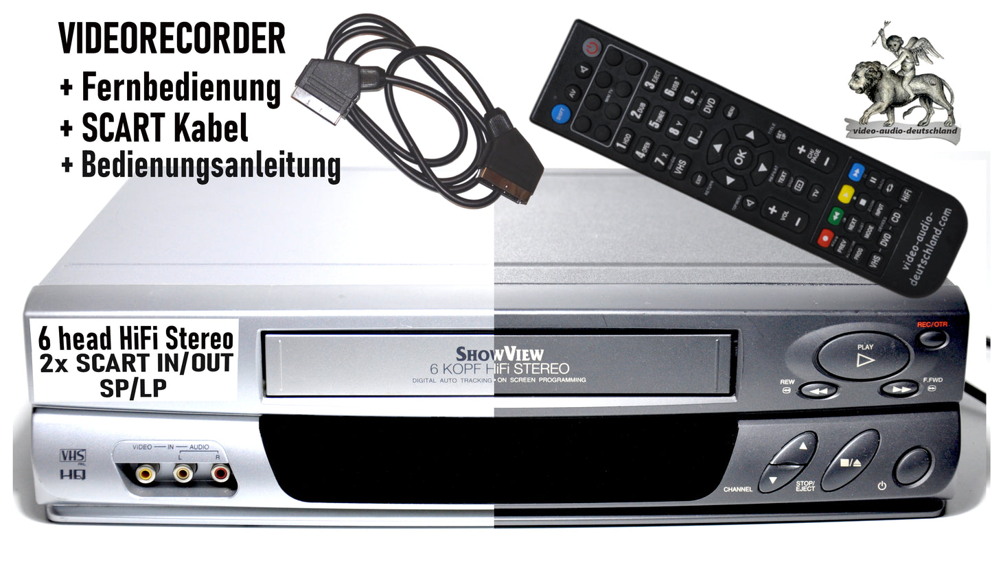VHS Videorecorder Hi-Fi 6 head SP/LP + Fernbedienung (auf Wunsch + HDMI Konverter) 1 Jahr Garantie