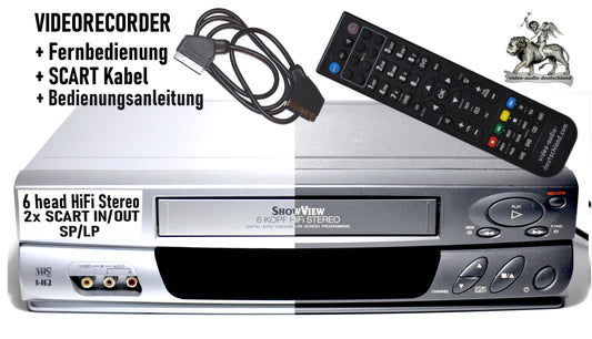 VHS Videorecorder Hi-Fi 6 head SP/LP + Fernbedienung (auf Wunsch + HDMI Konverter) 1 Jahr Garantie