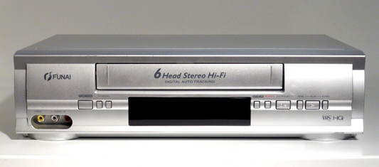 silber Funai 6 head Hi-Fi VHS Videorecorder + Fernbedienung