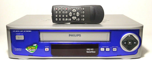 VHS Videorecorder Philips VR 670 6 head HiFi Stereo blau-silber 1 Jahr Garantie