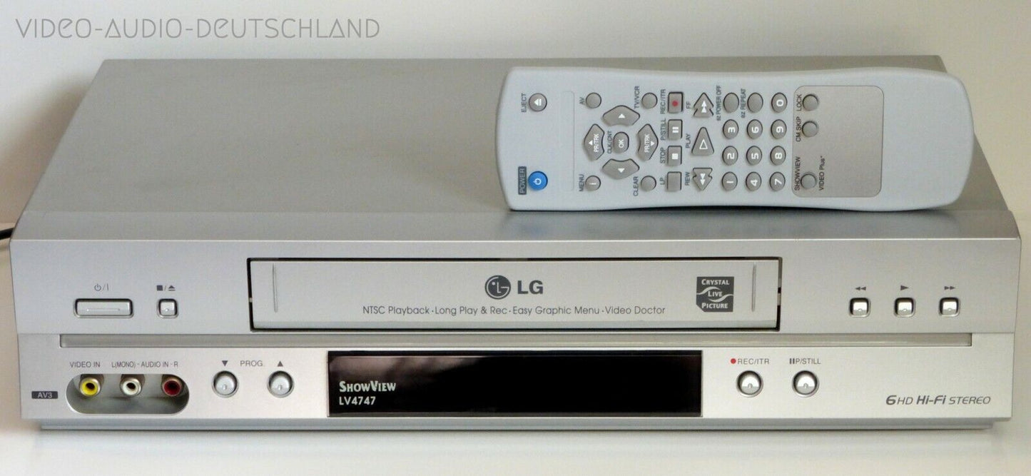 Videorecorder VHS LG LV4747 6 Head HiFi LP NTSC gewartet 1 Jahr Garantie